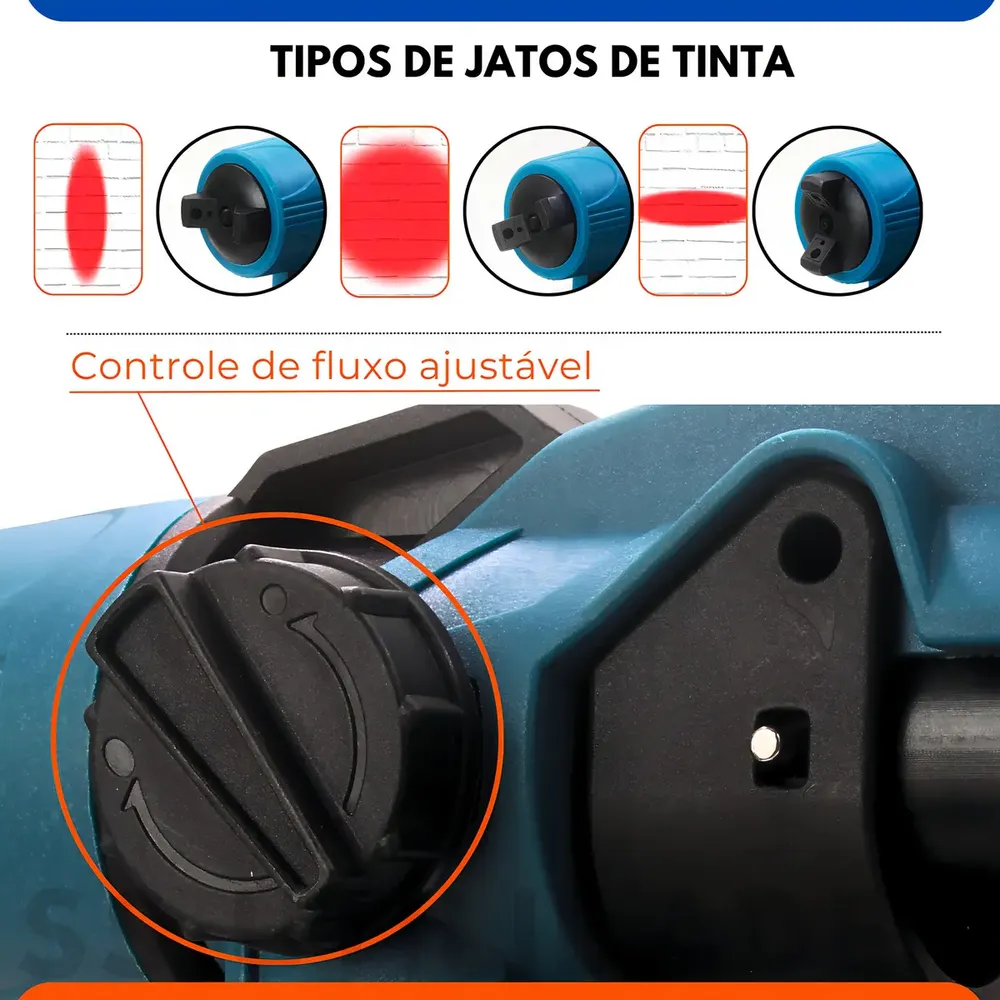 Pulverizadora Eletrica De Pintura Sem Fio 200w 1000ml Portátil 2 Baterias Profissional