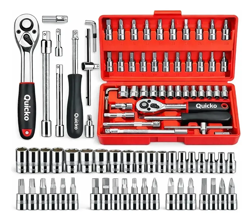 Kit Chave Catraca 46 Peças com Soquetes e Chaves Allen Profissional