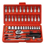 Kit Chave Catraca 46 Peças com Soquetes e Chaves Allen Profissional