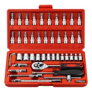 Kit Chave Catraca 46 Peças com Soquetes e Chaves Allen Profissional