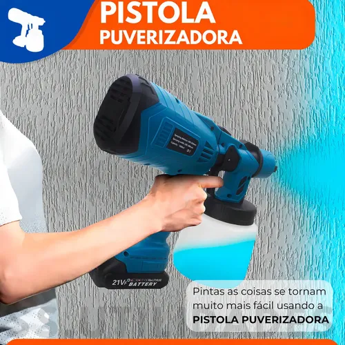 Pulverizadora Eletrica De Pintura Sem Fio 200w 1000ml Portátil 2 Baterias Profissional